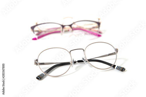 Round fashionable eyeglass frame. Isolated