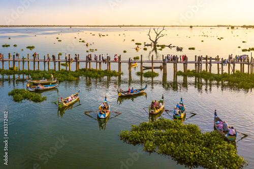 MANDALAY/MYANMAR(BURMA) - 08th May, 2020 : U BEIN BRIDGE is one of the famous teakwood bridge in the world. Located in Mandalay, Myanmar.
