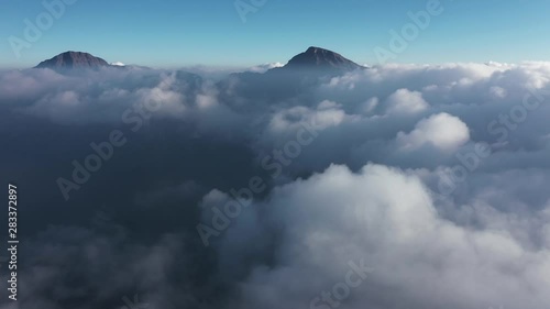 Flying over mount rinjani in lombok