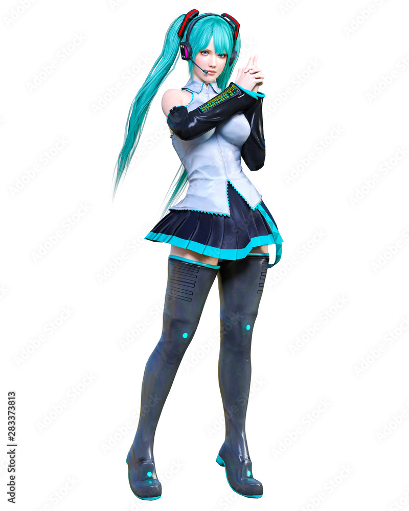 3D comics cosplay anime girl.