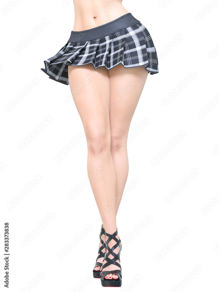 bandera nacional Acuoso ajedrez Long slender sexy legs woman short skirt cage. ilustración de Stock | Adobe  Stock