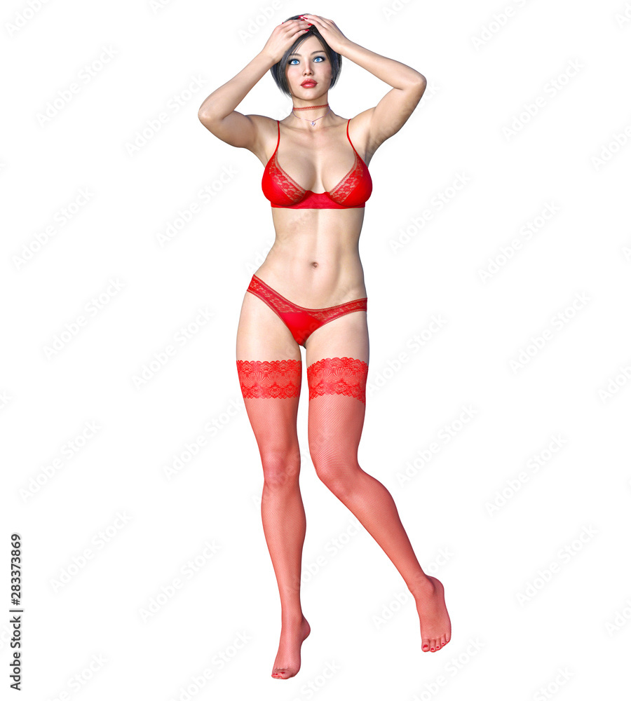 Fototapeta premium Beautiful woman in lingerie and stockings.