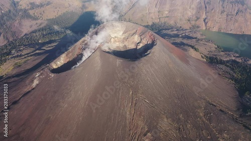 Flying over mount rinjani in lombok