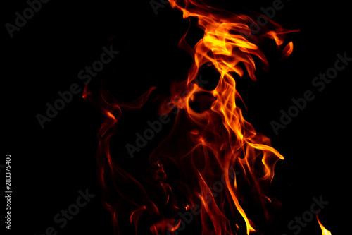 Fire flames on a black background abstract.