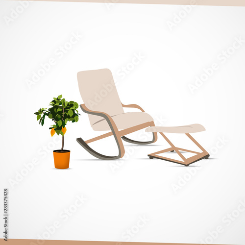 Chair vector comfortable furniture armchair and seat pouf design in furnished apartment interior illustration set of business office-chair or easy-chair isolated on white background
