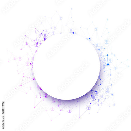 Abstract round paper shape with colorful polygonal mesh for text.