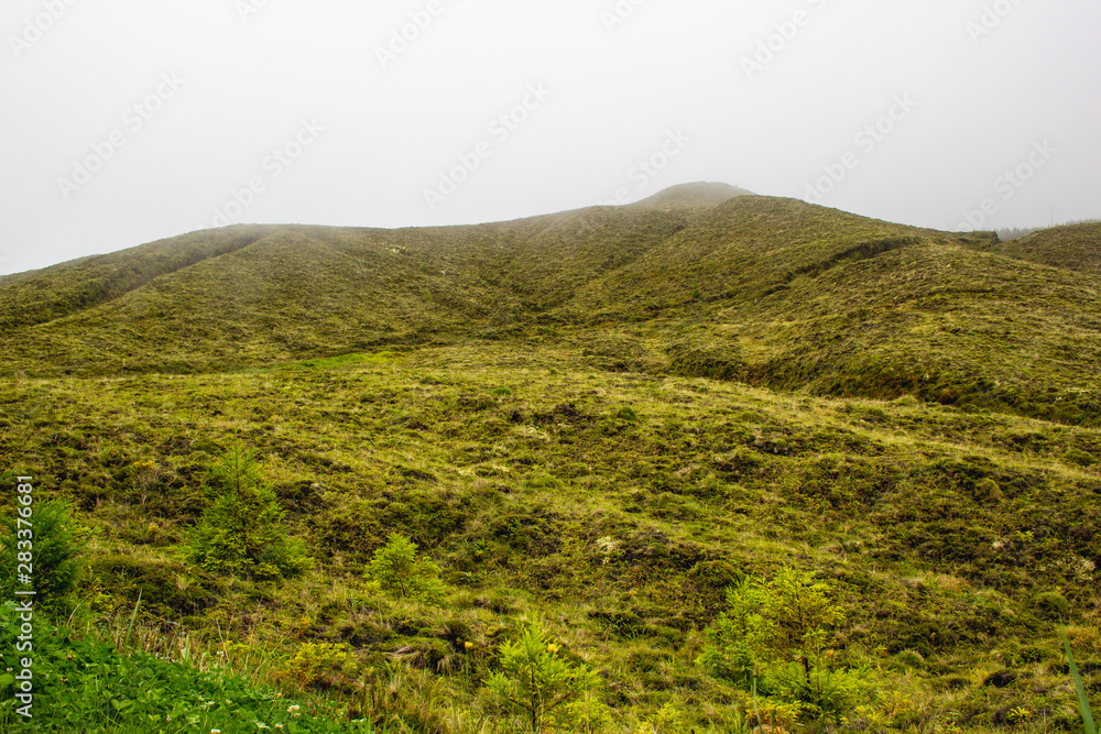 hills and clouds on the island of Sao Miguel, Azores, Portugal