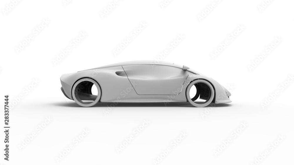 Concept sports car sketch rendering isolated in white background Concept sports car sketch rendering isolated in white background