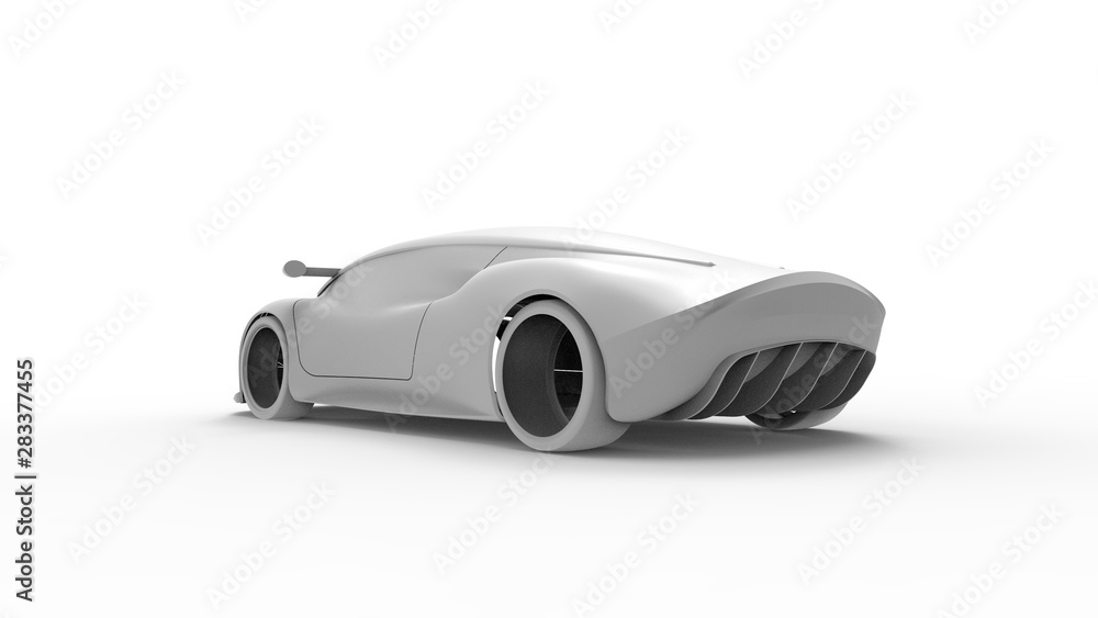 Concept sports car sketch rendering isolated in white background Concept sports car sketch rendering isolated in white background