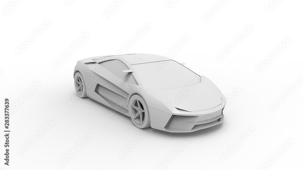 Concept sports car sketch rendering isolated in white background Concept sports car sketch rendering isolated in white background