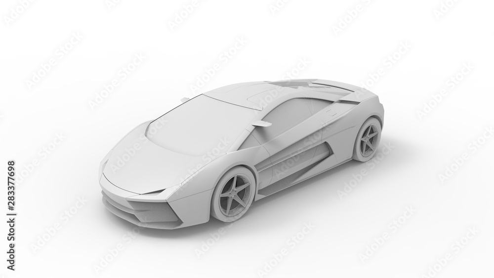 Concept sports car sketch rendering isolated in white background Concept sports car sketch rendering isolated in white background