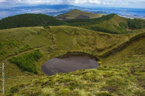 view of lakes Lagoa das Empadadas, Sao Miguel Island, Azores, Portugal photo