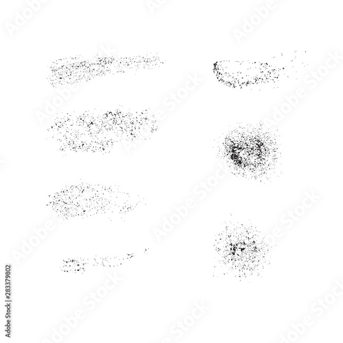 Set of grainy texture design elements. Grunge brush strokes vector illustration.