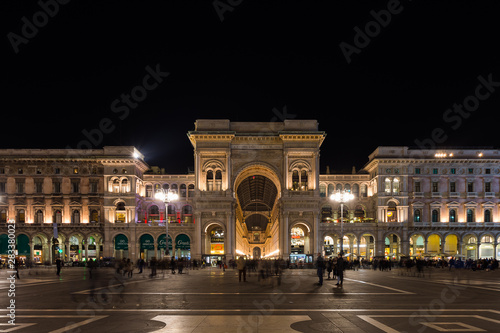long exposure night Galleria Vittorio Emanuele in Milan