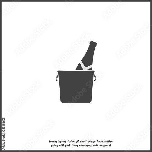 Vector icon of champagne bottle in bucket on white isolated background. Layers grouped for easy editing illustration. For your design.