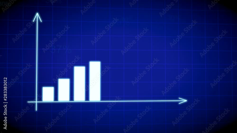 Business futuristic bar graph chart diagram with arrows axis. Growth chart business concept. Chart rotating on blue gradient background. 4K Business futuristic bar graph chart diagram with arrows axis. Growth chart business concept. Chart rotating on blue gradient background. 4K