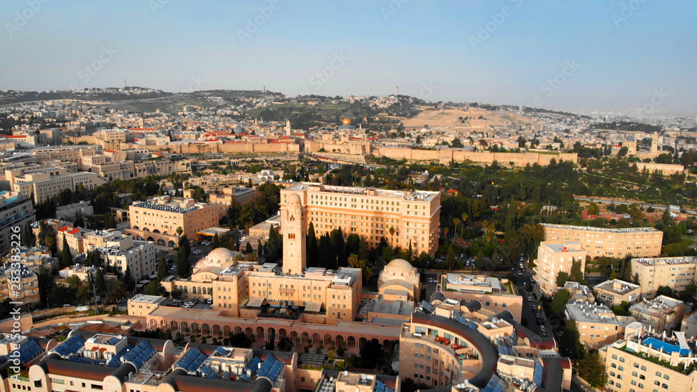 Aerial view over the old city of Jeruslaem