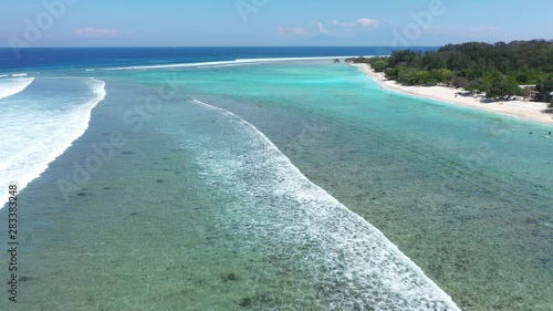 Flying over the turquoise ocean of Indonesia