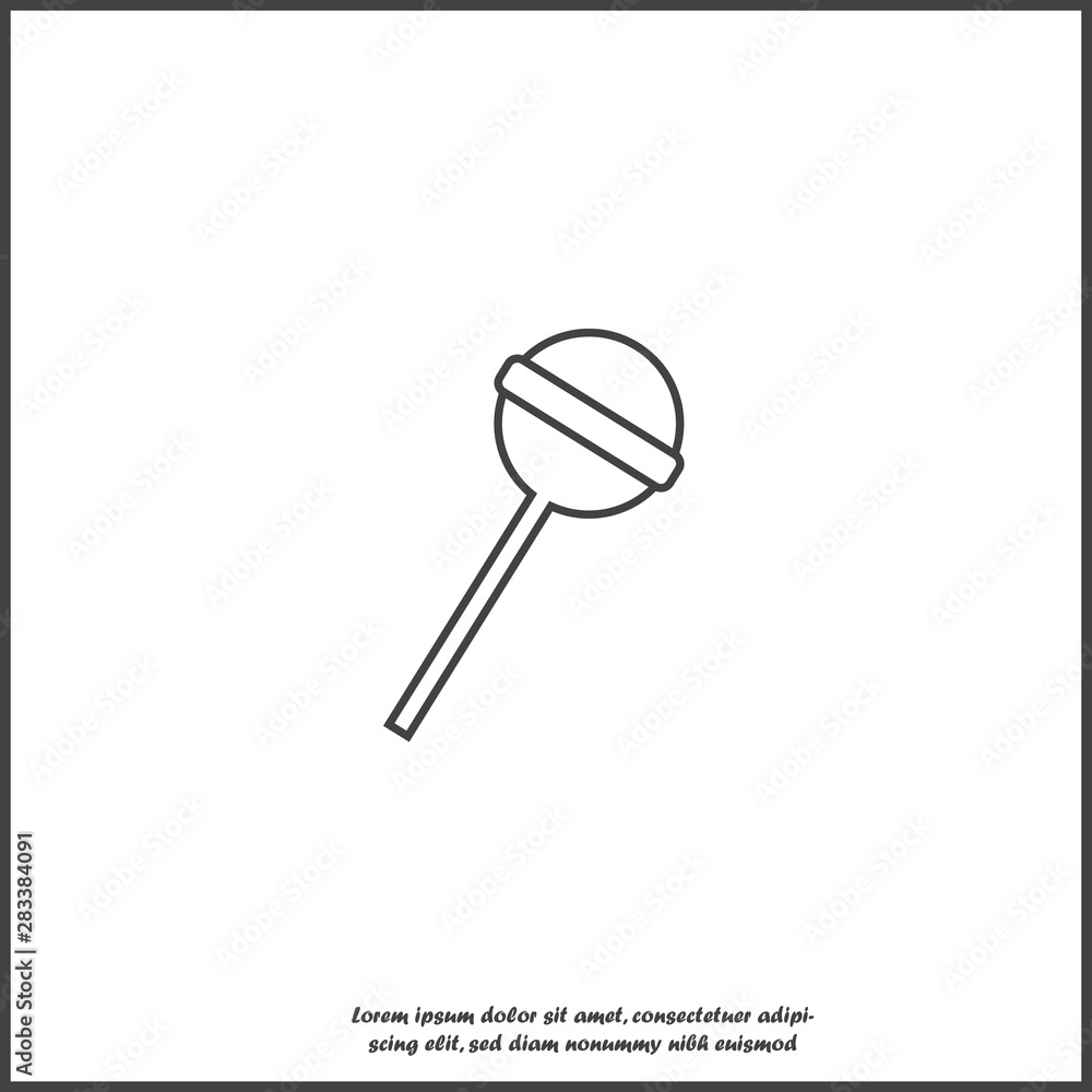 Vector icon of candy on a stick on white isolated background. Layers grouped for easy editing illustration. For your design. Vector icon of candy on a stick on white isolated background. Layers grouped for easy editing illustration. For your design.