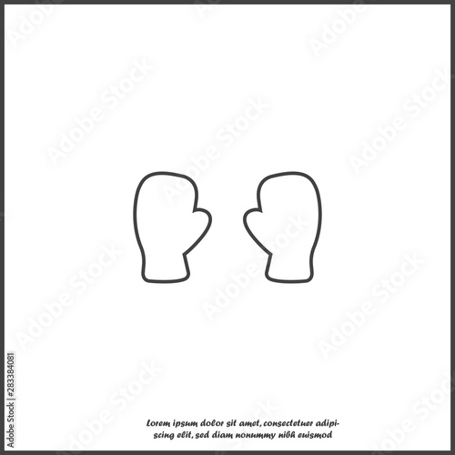 Vector icon of boxing gloves on white isolated background.
