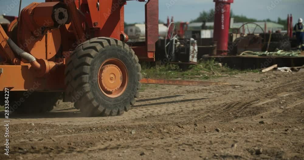 Close up of heavy duty forklift truck on a construction site Close up of heavy duty forklift truck on a construction site