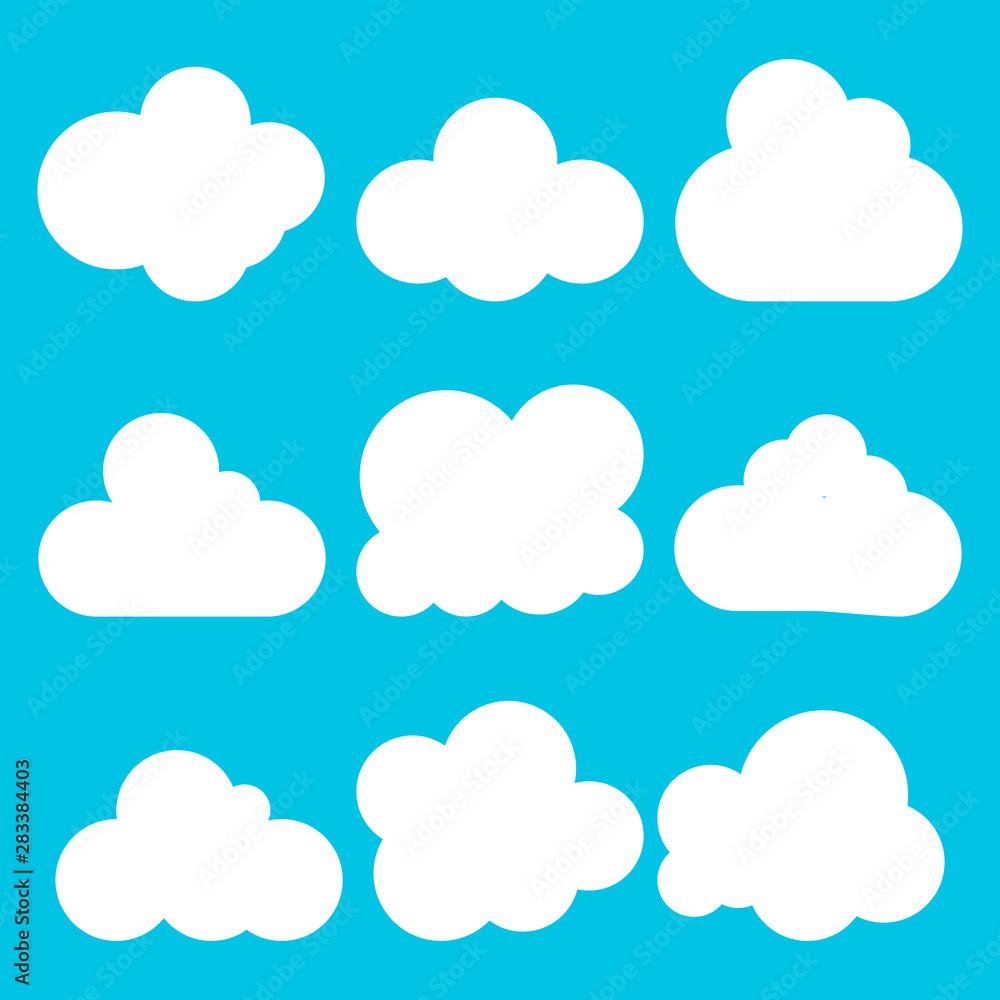 Clouds silhouettes icon isolated on white background. Vector illustration. Clouds silhouettes icon isolated on white background. Vector illustration.