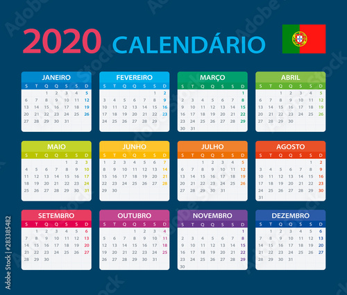 2020 Calendar Portuguese - vector illustration