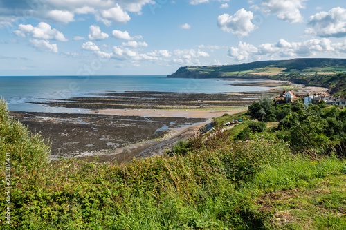 Walking on the Cleveland Way between Robin Hoods Bay and Cloughton in North Yorkshire