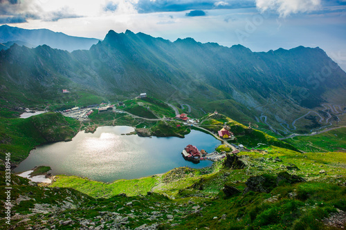 Balea lake in Fagaras mountains, Romania