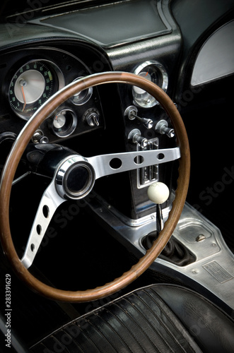 Beautiful Vintage American Sport Car Dark Interior