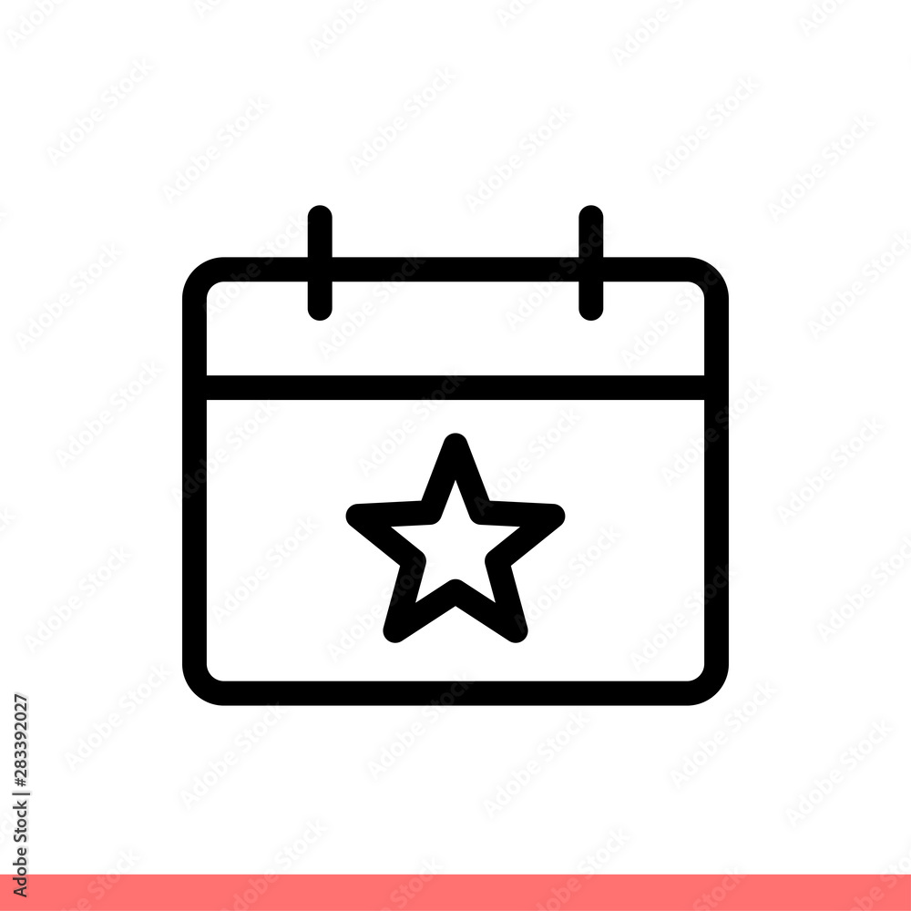 Star with calendar vector icon, special day symbol Star with calendar vector icon, special day symbol