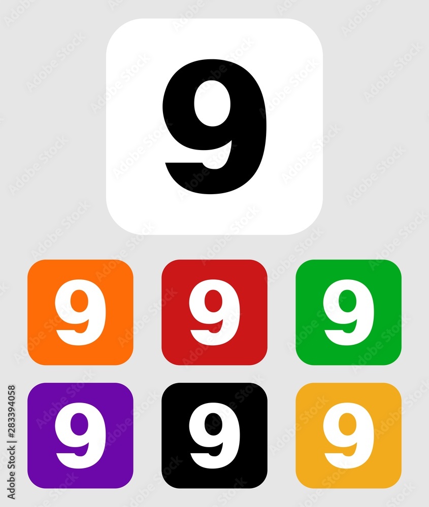 isolated number 9 icon on background,vector. isolated number 9 icon on background,vector.