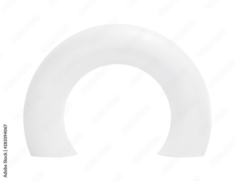 Round white arch template. Isolated vector mockup.