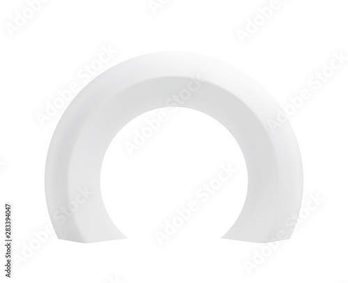Round white arch template. Isolated vector mockup.
