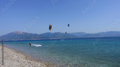 Famous for kite surfers cape Drepano, Achaia, Peloponnese, Greece
