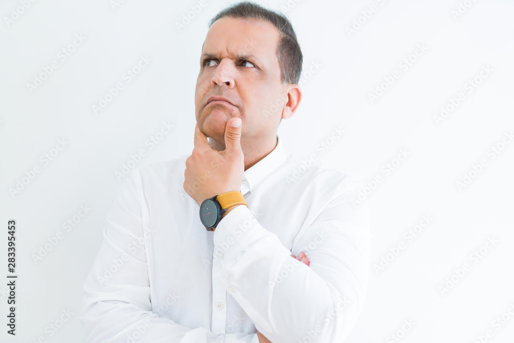 Middle age man thinking clueless about a question Middle age man thinking clueless about a question