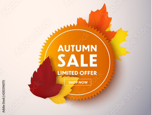 Autumn sale price tag isolated.