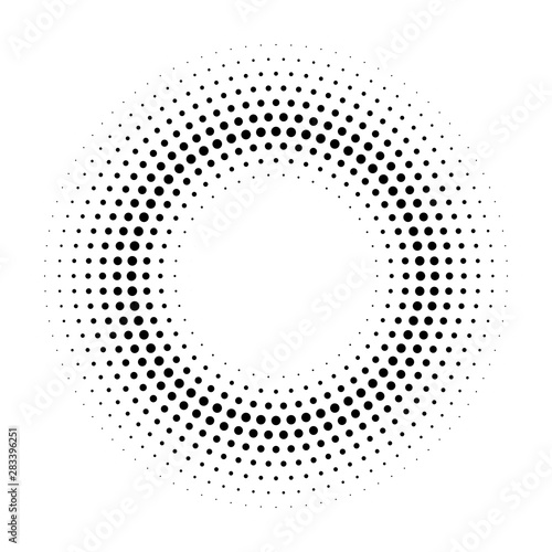 Halftone dotted circular background.Halftone effect  vector pattern. Circle d...