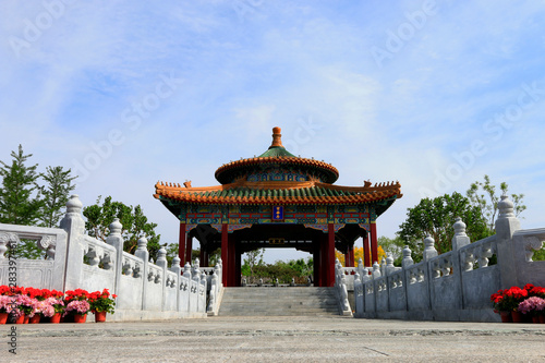 Chinese ancient architecture, in a park, Tangshan City, Hebei, China