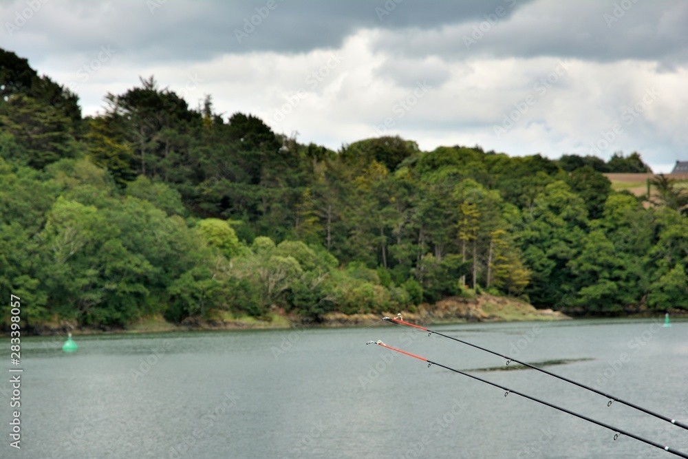 Fototapeta premium Cannes à pêche sur l'estuaire du Jaudy en Bretagne