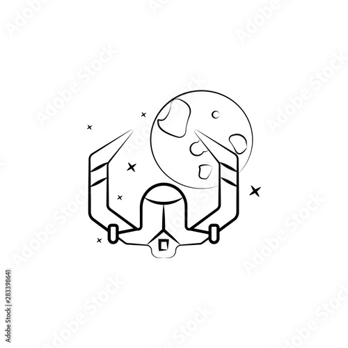 Space ship, planet icon. Element of hand draw ufo icon