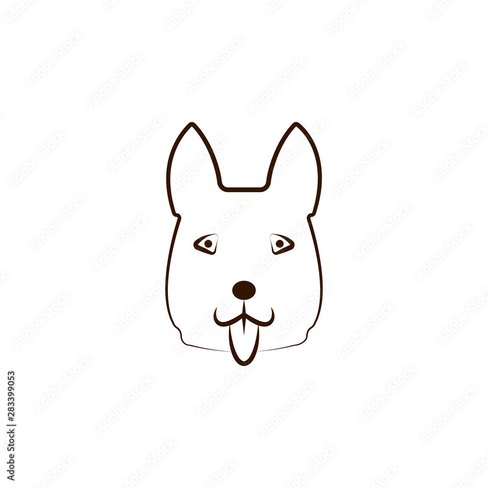 Canaan dog icon. One of the dog breeds hand draw icon Canaan dog icon. One of the dog breeds hand draw icon