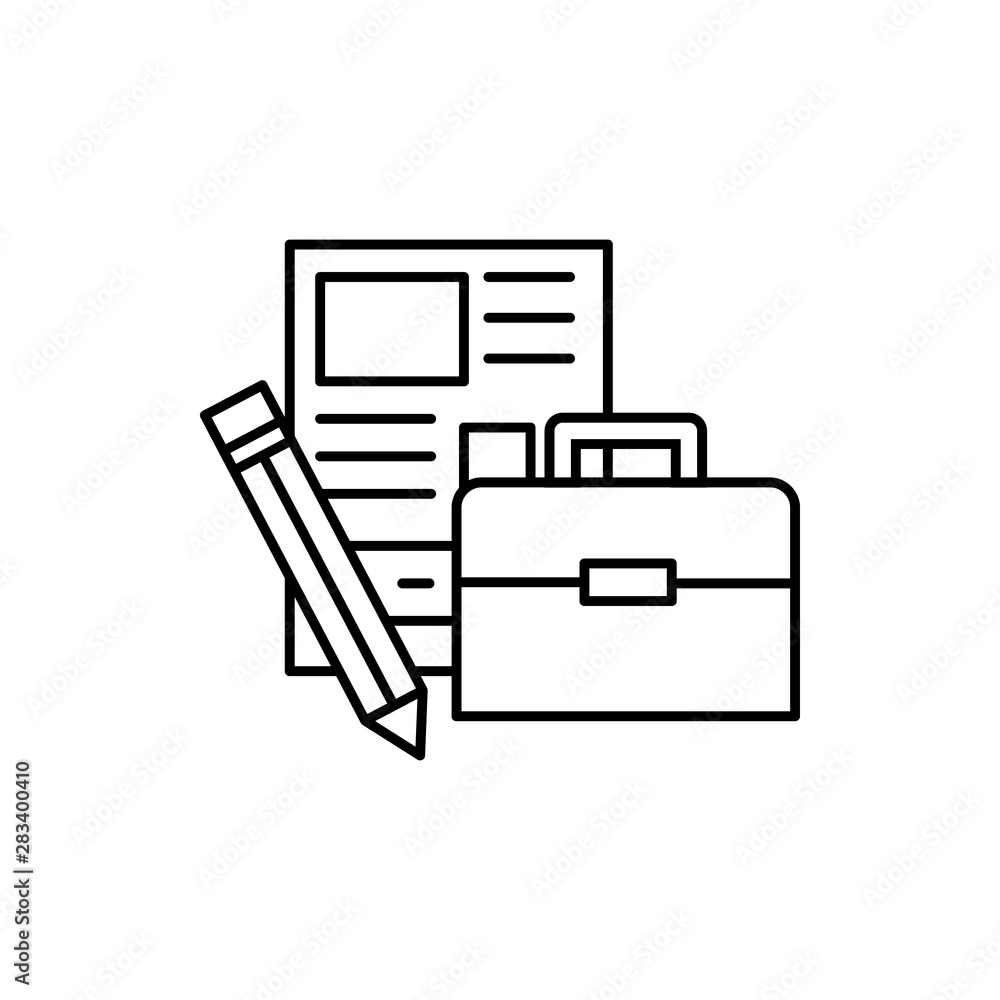 Learning, bag, pen icon. Element of education line icon Learning, bag, pen icon. Element of education line icon