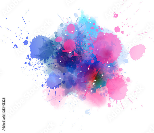 Watercolor splash blot - blue and pink