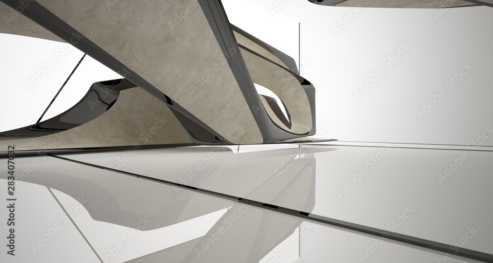 Abstract smooth white and concrete interior. 3D illustration and rendering. Abstract smooth white and concrete interior. 3D illustration and rendering.