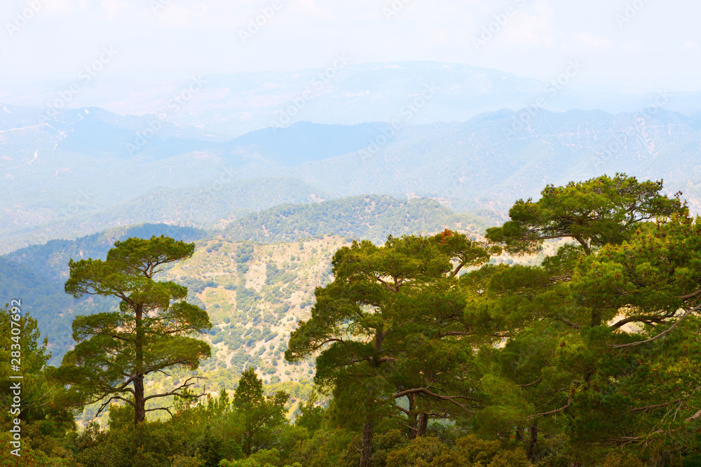 Troodos mountains located in the Western part of the island of Cyprus.