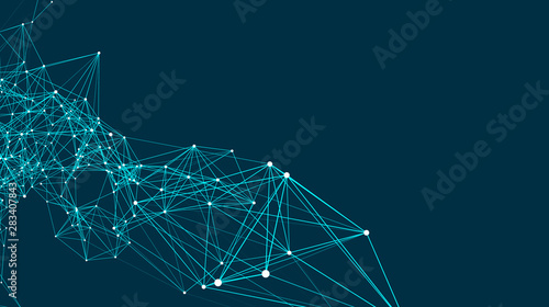 Abstract connections are in space. Background with connecting dots and lines. Connection structure. Vector illustration