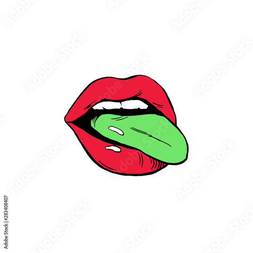 Lips pop art print design colorful isolated photo