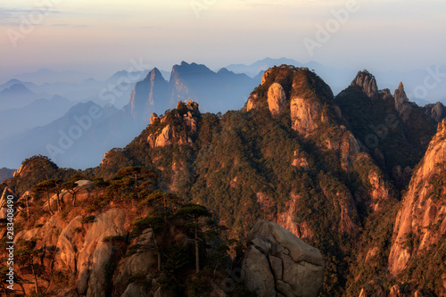 Sanqingshan, Mount Sanqing National Park - Jiangxi Province China. National Geopark and Sacred Taoist Mountain, UNESCO World Heritage. Exotic Pine Trees, Yellow Granite Mountains, similar to Huangshan photo