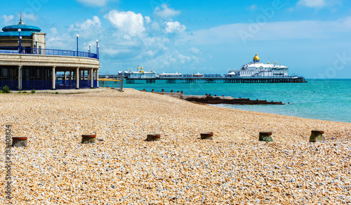 Fotografie View of Eastbourne pier with bandstand in the front, East Sussex, England, selec